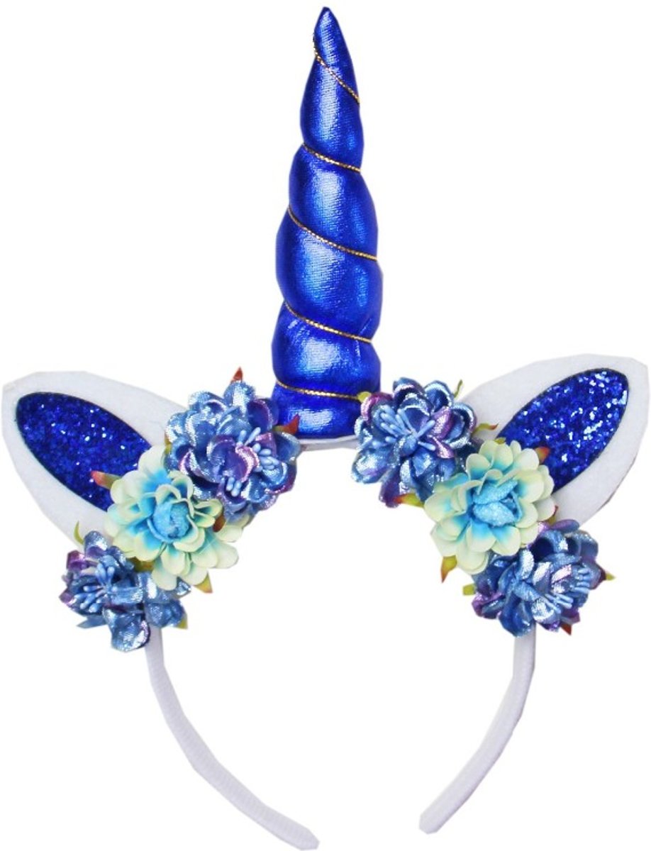 Unicorn haarband diadeem blauw | Eenhoorn haarband diadeem blauw